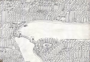 şehir bina karakalem çalışması