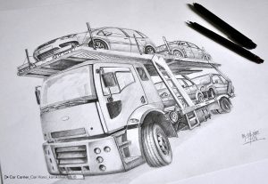 araba kamyon karakalem eskiz çizimi