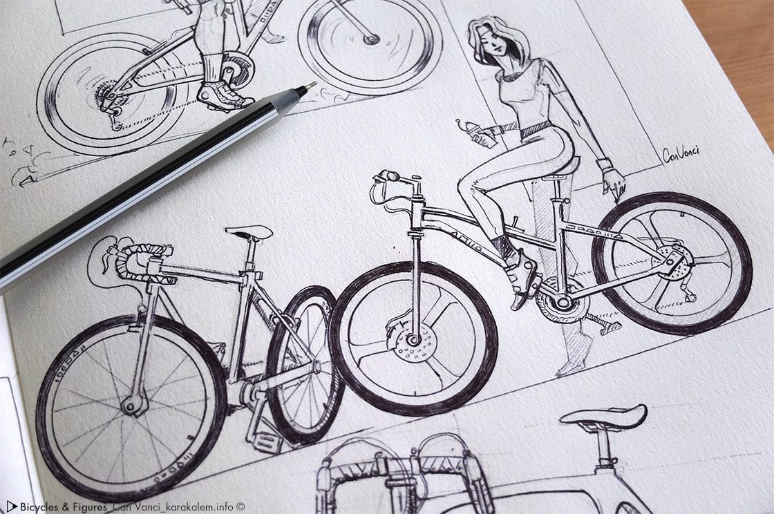 karakalem bisiklet çizimi