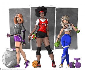 sporcu kadınlar çizimi